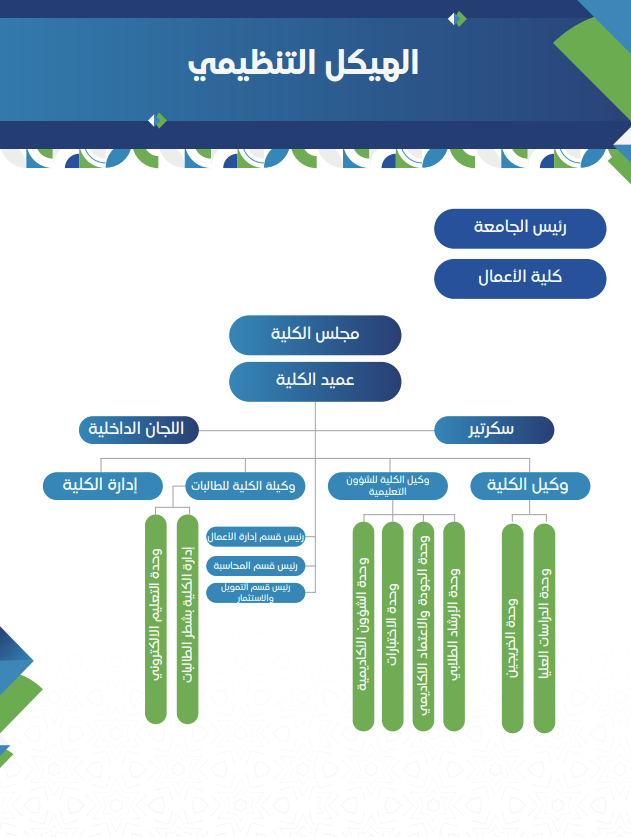 الهيكل التنظيمي لكلية الأعمال