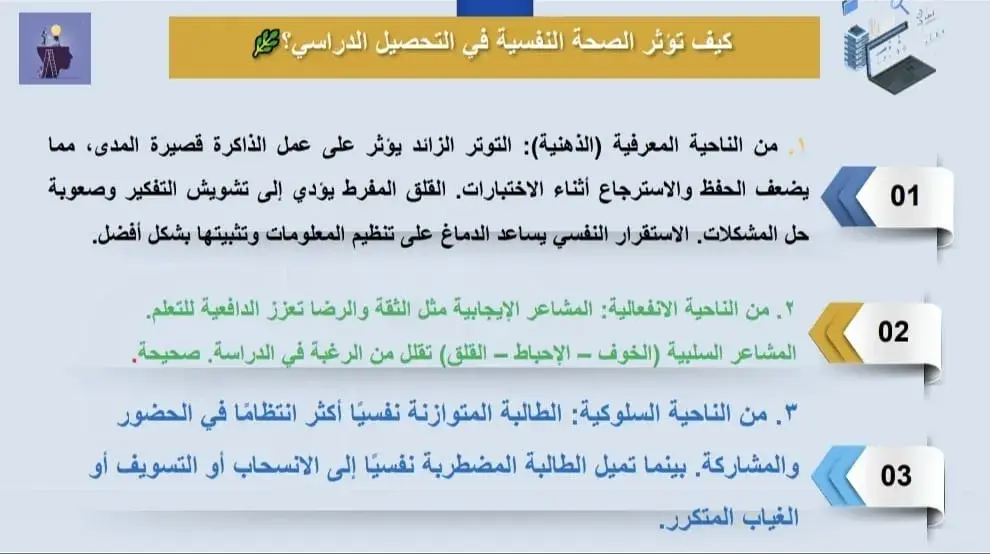Applied College at Jouf University (Female Section) Organizes a Lecture Titled "Mental Health and Its Relation to Academic Achievement" Applied College at Jouf University (Female Section) Organizes a Lecture Titled "Mental Health and Its Relation to Academic Achievement"