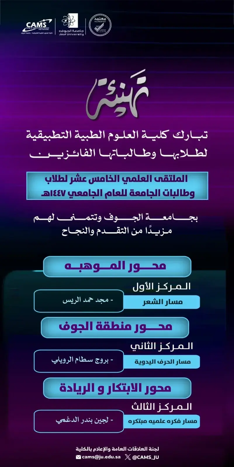  عميد الكلية يثمن الدعم ويشيد بجهود الطالبات وأعضاء هيئة التدريس