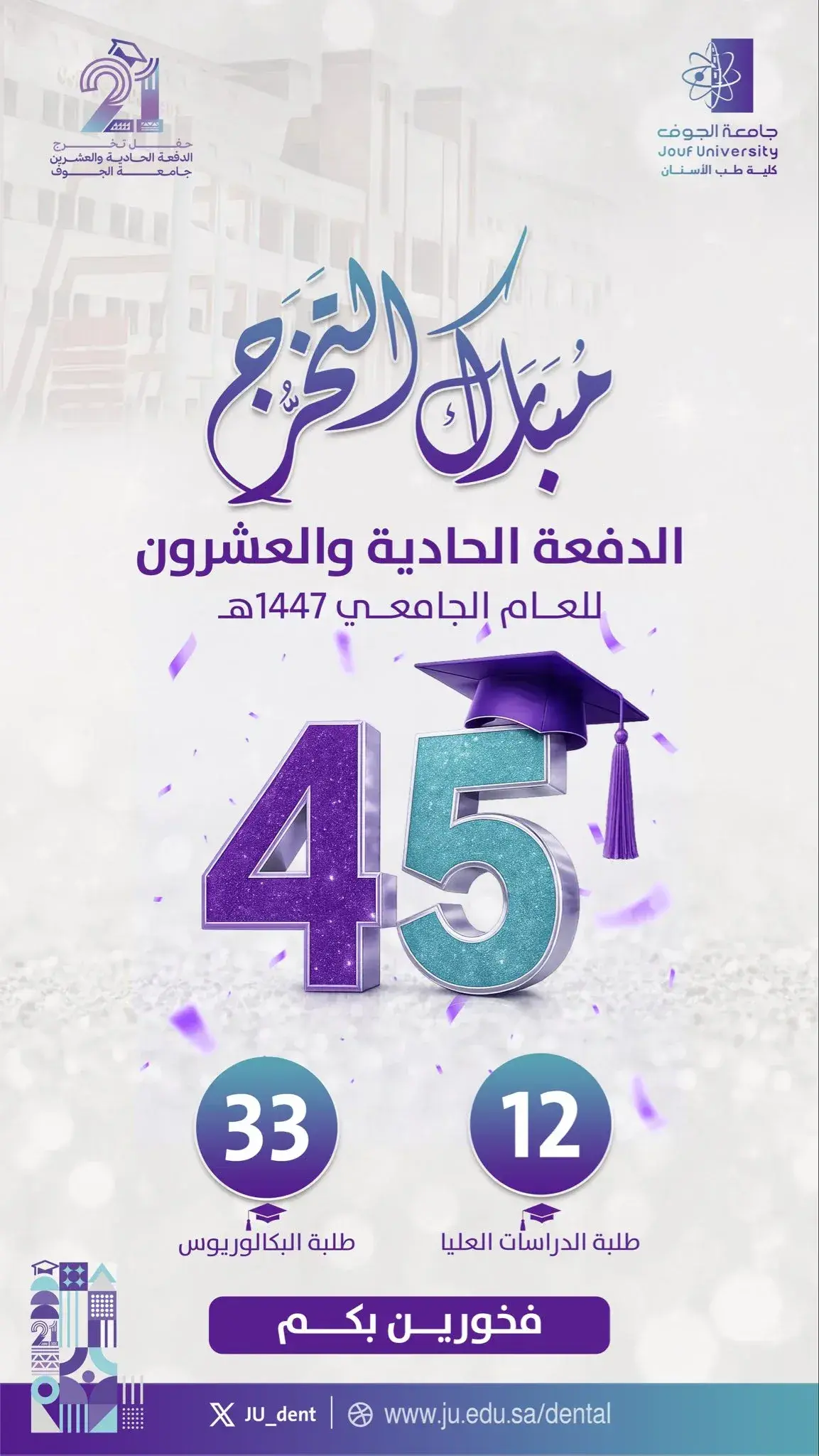 كلية طب الأسنان تحتفي بتخريج 45 خريجًا