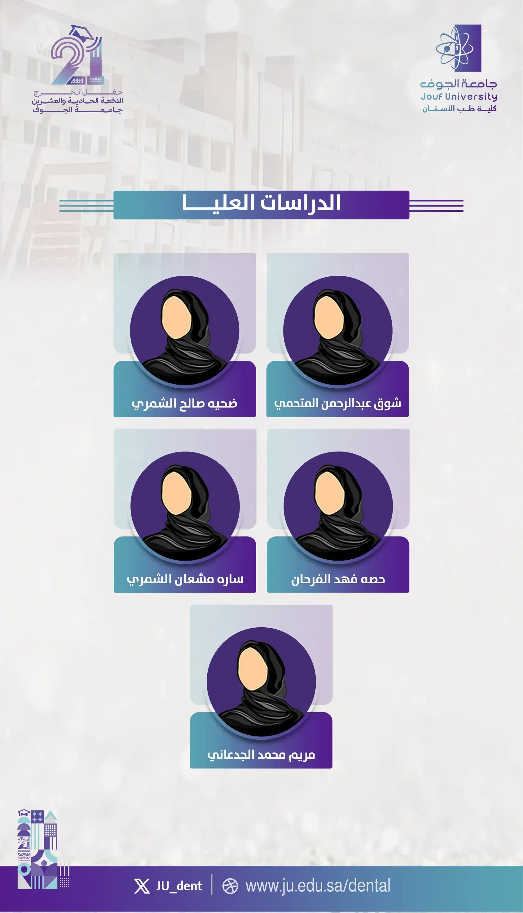 كلية طب الأسنان تُبارك لخريجات برامجها الأكاديمية 