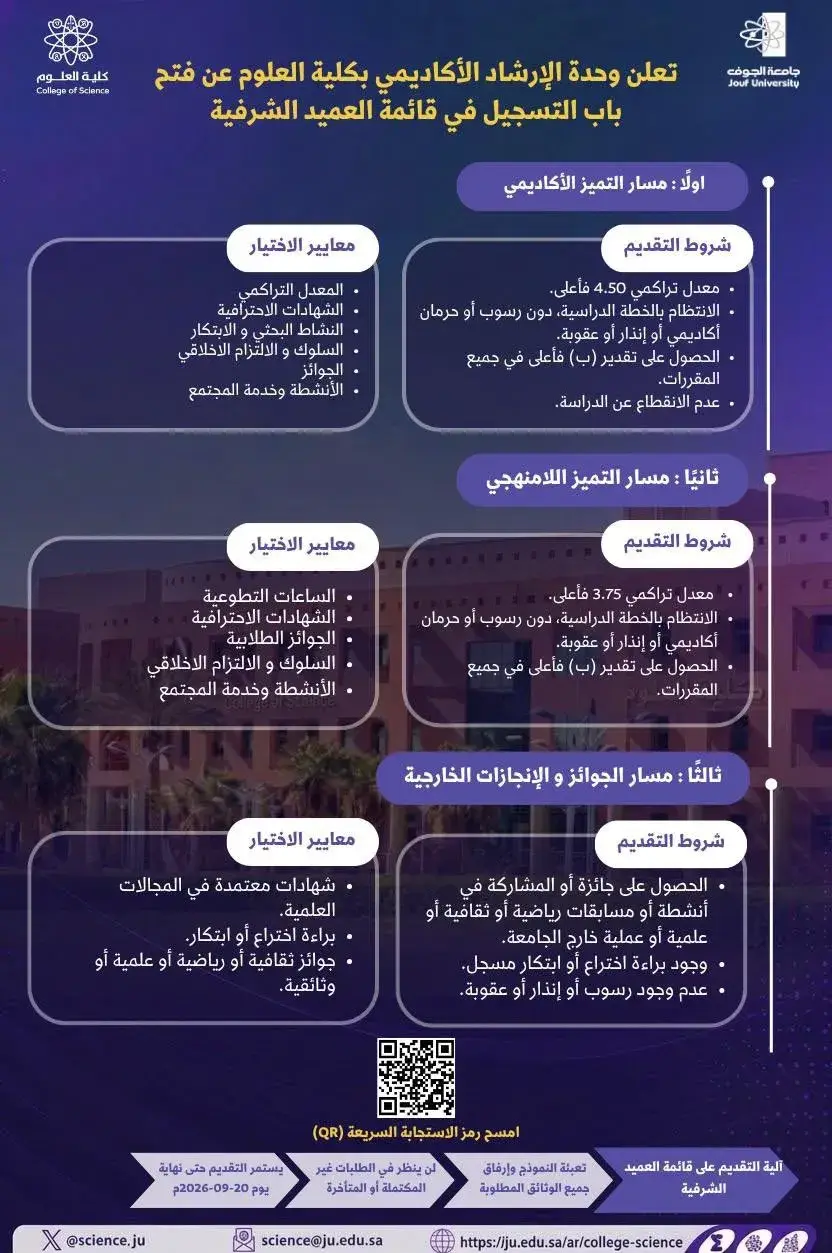 College of Science Opens Applying for the Dean's Honor List