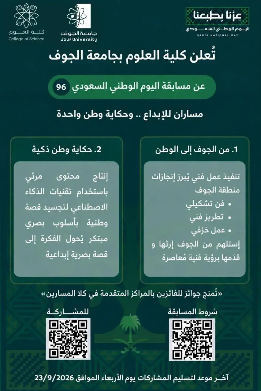 شارِك بمسابقة اليوم الوطني 96 بكلية العلوم 