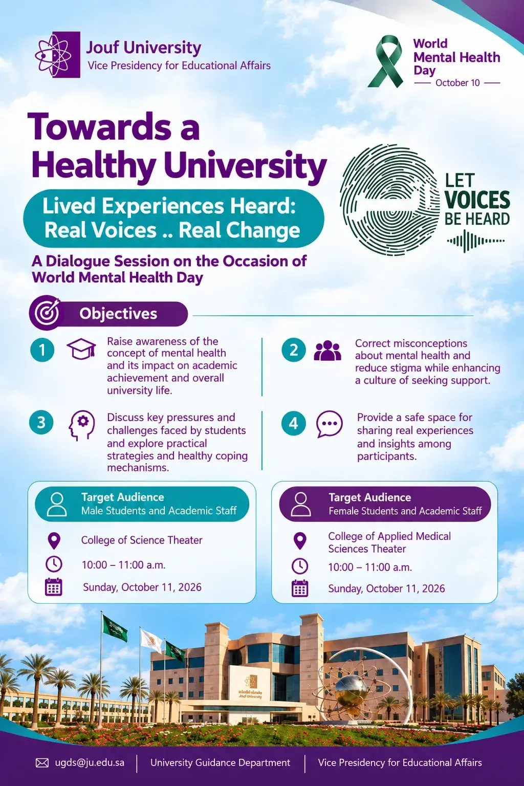 Towards a Healthy University Dialogue Session on World Mental Health Day at Jouf University